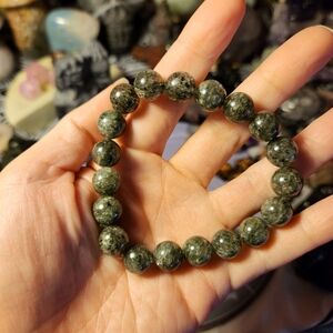 Black Warrior Agate Bracelet (Handmade, 10mm, Size 7)